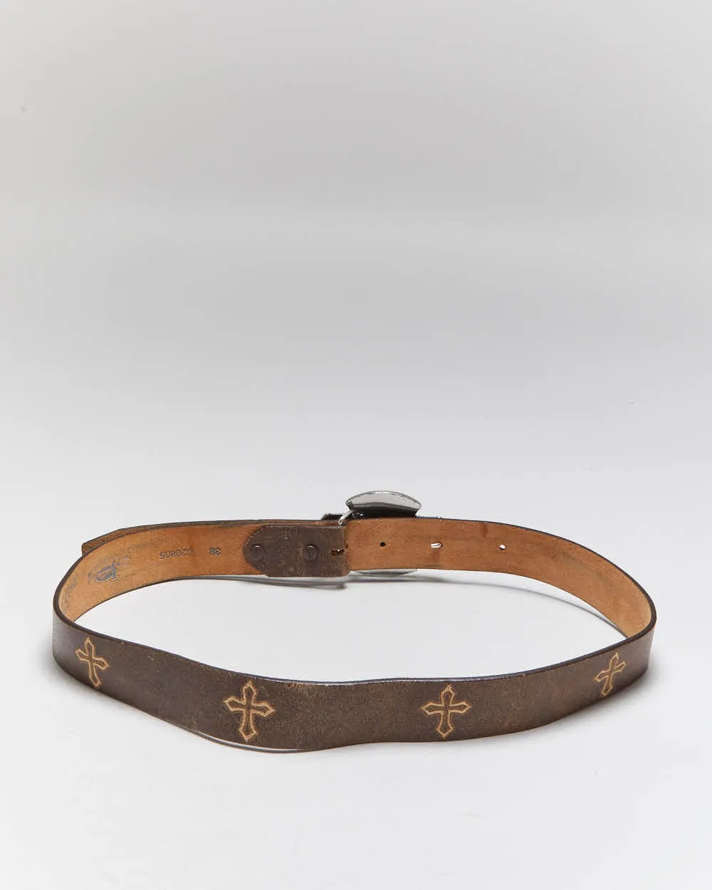 Vintage Y2k 00s Justin Crucifix Leather Belt - W31-W38 sold by Rokit product image thumbnail 3