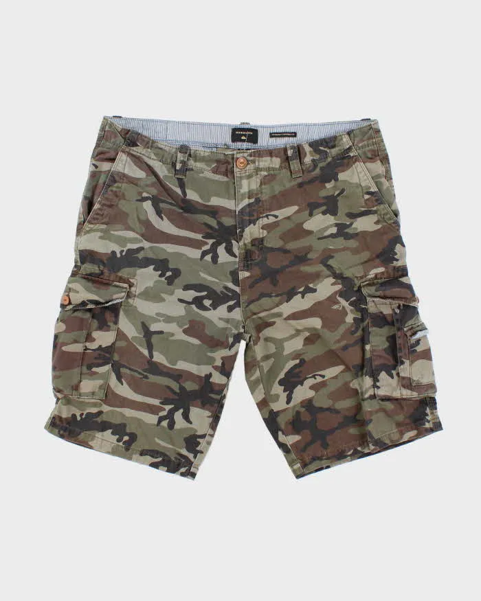 Vintage 2000's Quiksilver Camouflage Straight Fit Cargo Shorts - W36 L11 sold by Rokit