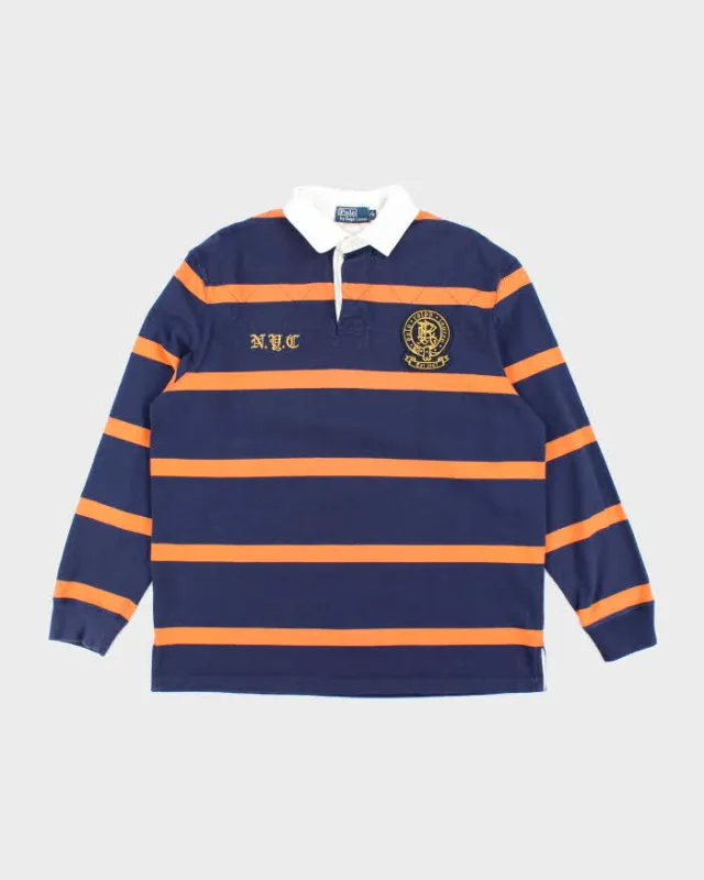Vintage 2000's Ralph Lauren Embroidered Striped Long Sleeve Rugby Shirt - M sold by Rokit