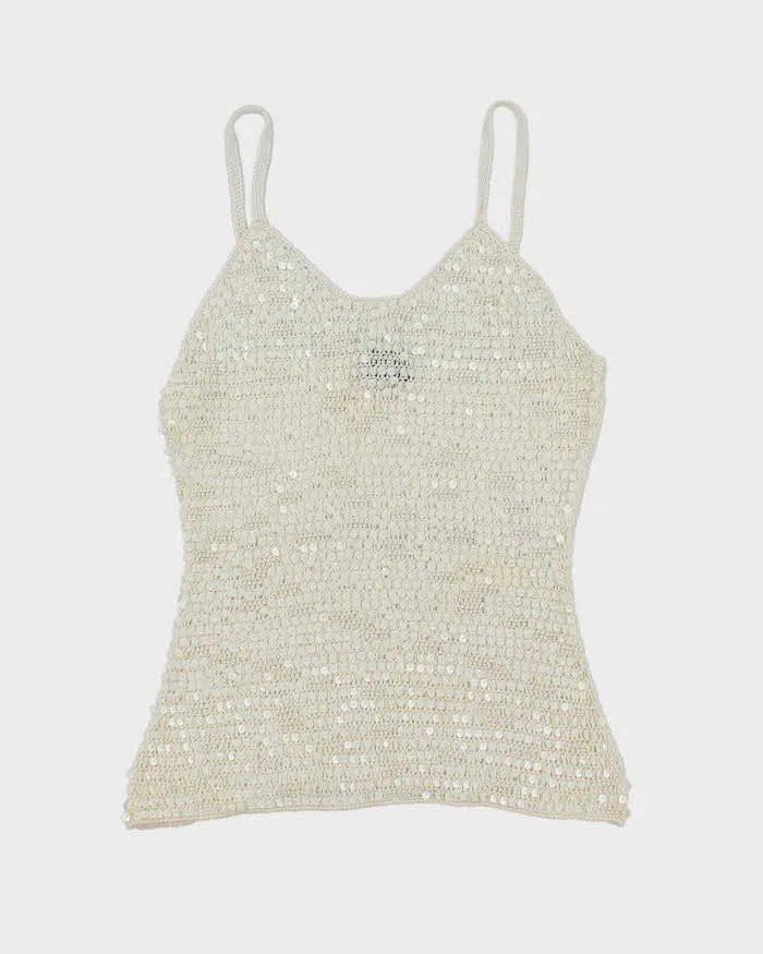 Vintage Y2k 00s Le Chateau Sequin Crochet Cami - S sold by Rokit
