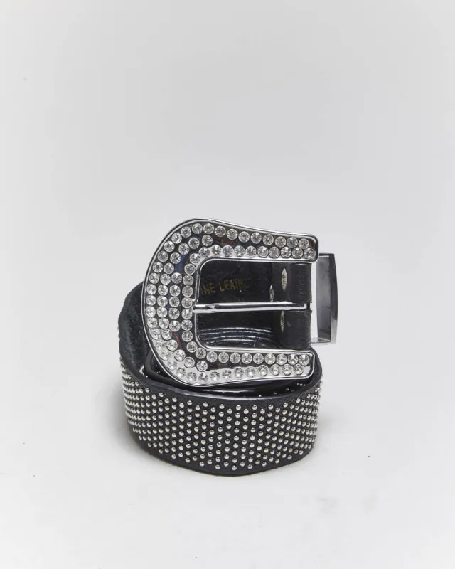 Vintage Y2k 00s Studded Rhinestone Leather Belt - W36-40 sold by Rokit