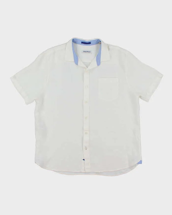 Vintage Tommy Bahama Oversized Checked White Hawaiian Shirt - XL sold by Rokit