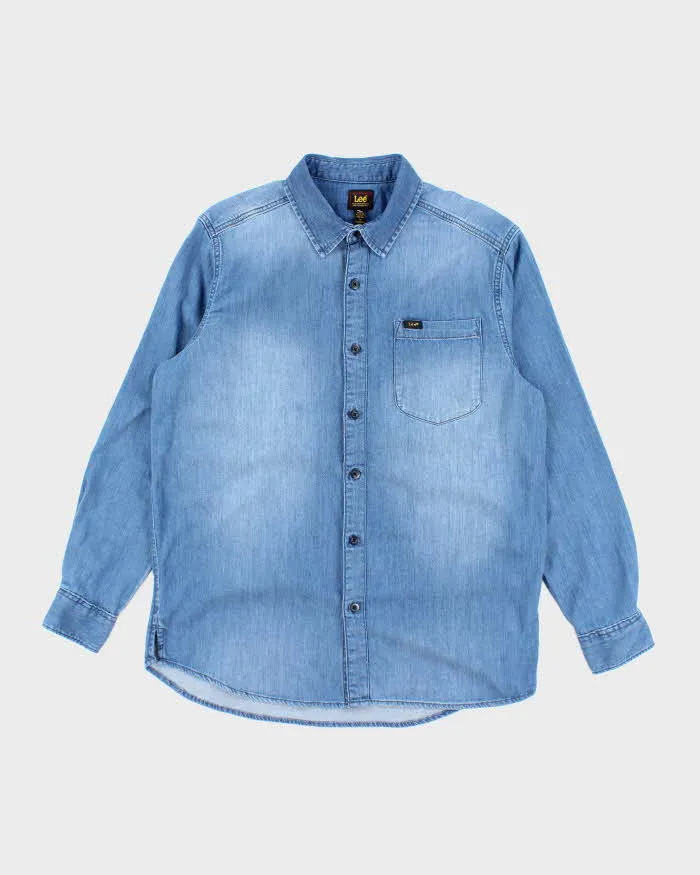 Vintage 90's Lee Medium Wash Long Sleeve Denim Shirt - L sold by Rokit