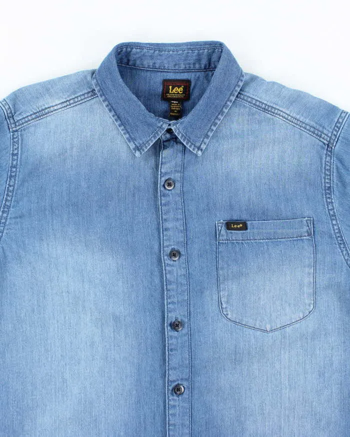 Vintage 90's Lee Medium Wash Long Sleeve Denim Shirt - L sold by Rokit product image thumbnail 3