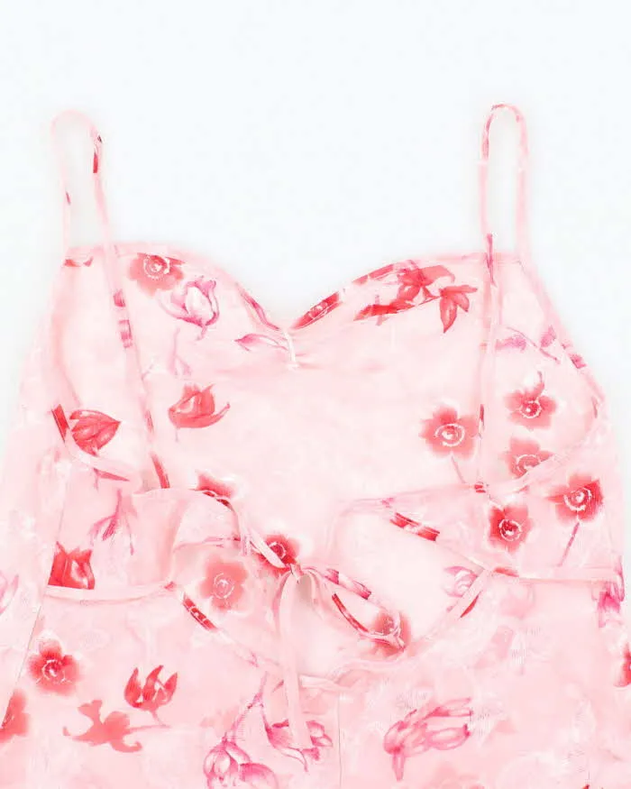Vintage Y2k 00s Floral Sheer Tie Back Cami - L sold by Rokit product image thumbnail 4