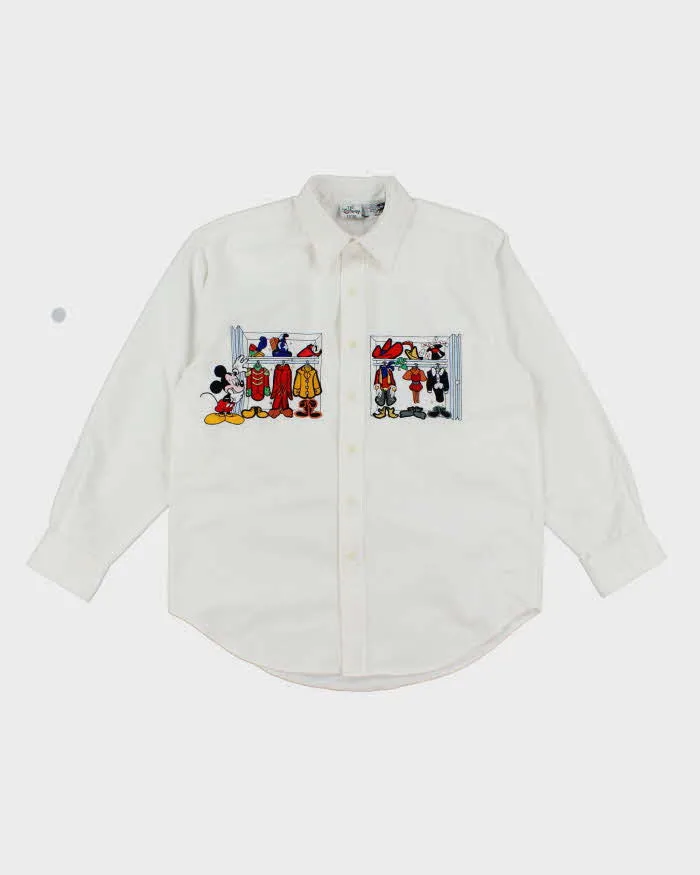 Vintage 90's Disney Embroidered Mickey Mouse Wardrobe White Shirt - M sold by Rokit