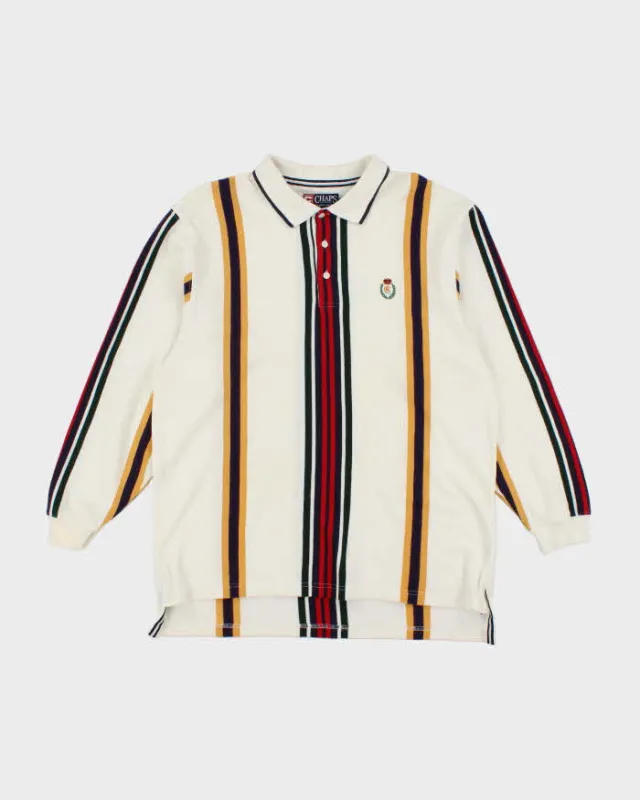 Vintage 90's Chaps by Ralph Lauren Striped Long Sleeve Polo Shirt - XL sold by Rokit