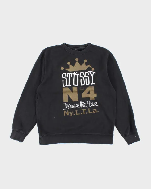 Vintage Y2K Stussy Increase the Peace Graphic Sweatshirt - L sold by Rokit