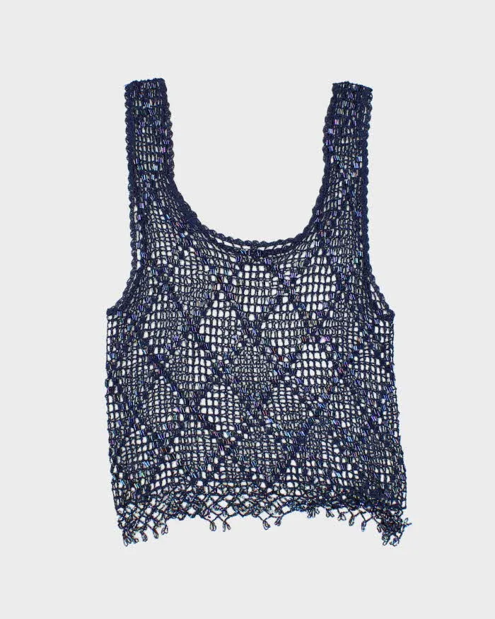 Vintage Y2k 00s Beaded Crochet Cami - S sold by Rokit