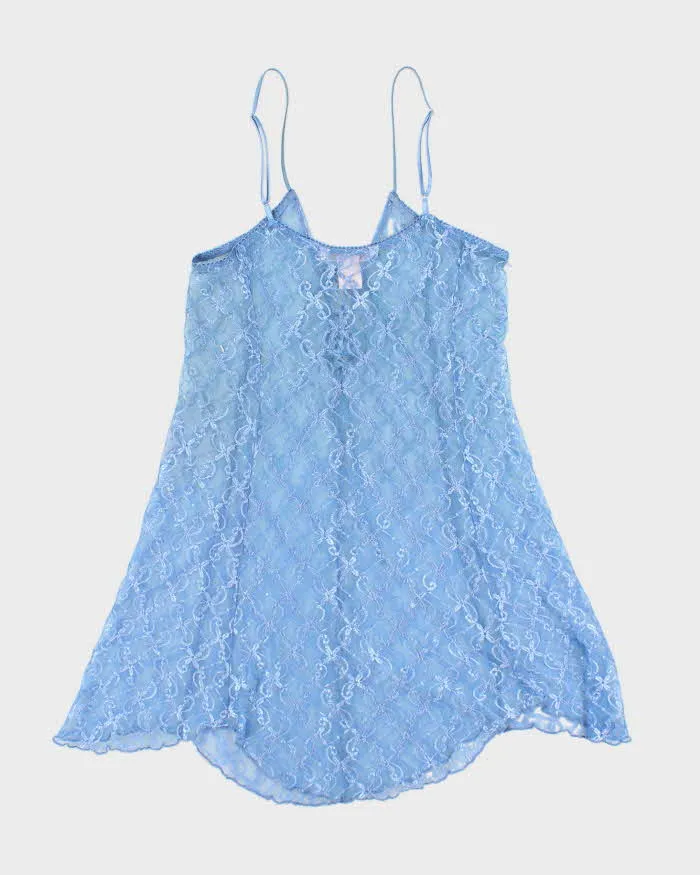 La Vie En Rose Periwinkle Blue Sheer Lace Stretchy Slip - M sold by Rokit product image thumbnail 2