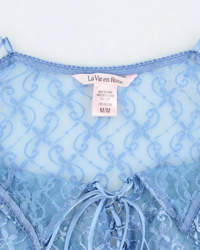 La Vie En Rose Periwinkle Blue Sheer Lace Stretchy Slip - M sold by Rokit product image thumbnail 5