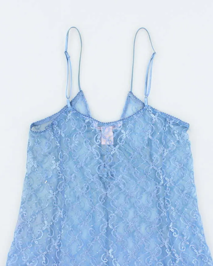 La Vie En Rose Periwinkle Blue Sheer Lace Stretchy Slip - M sold by Rokit product image thumbnail 4
