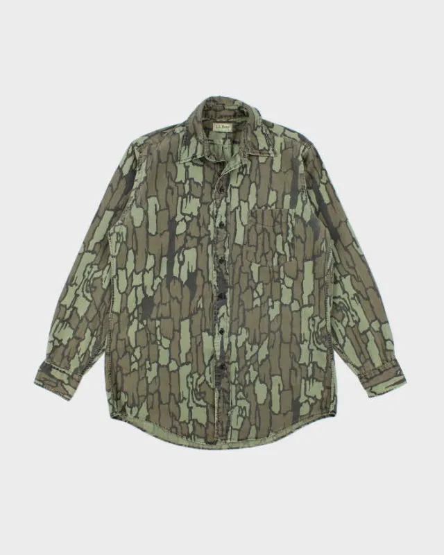 Vintage 90's L.L. Bean Tree Bark Camouflage Long Sleeve Shirt - L sold by Rokit