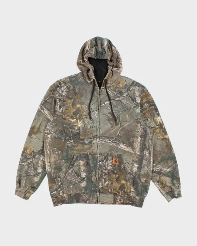 Vintage Carhartt Heavyweight Oversized Camouflage Zip Up Hoodie - L sold by Rokit