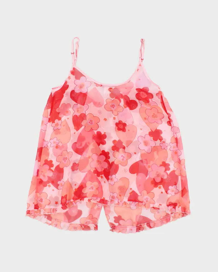 Silk and Satin Pink Floral Lingerie Camisole - M sold by Rokit product image thumbnail 2