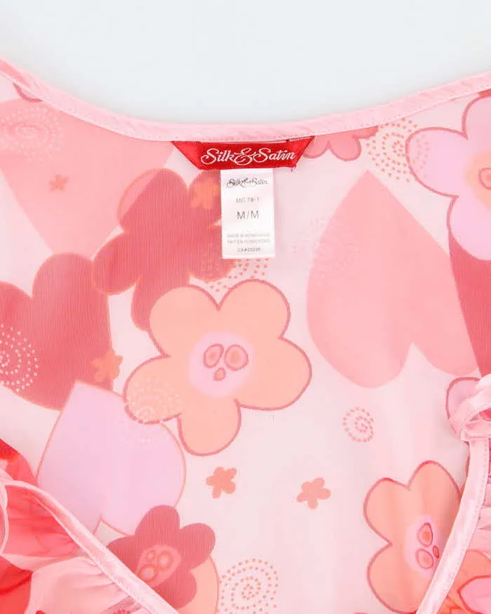 Silk and Satin Pink Floral Lingerie Camisole - M sold by Rokit product image thumbnail 5