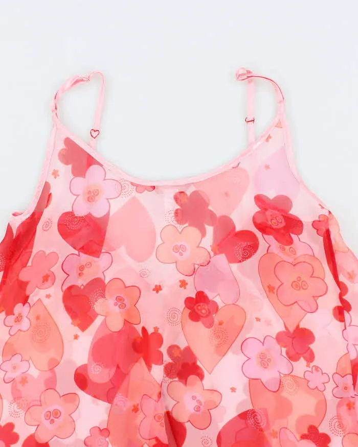 Silk and Satin Pink Floral Lingerie Camisole - M sold by Rokit product image thumbnail 4