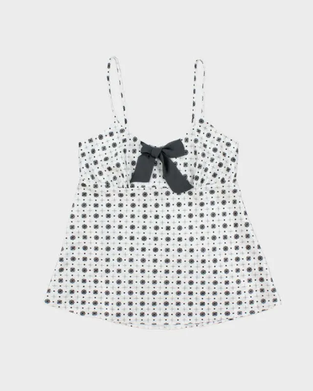La Vie En Rose White and Black Pattern Lingerie Camisole - M sold by Rokit