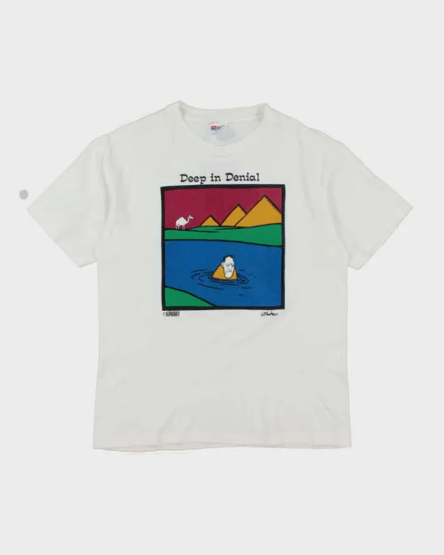 Vintage 90's Deep in Denial Bovis Art T-Shirt - L sold by Rokit