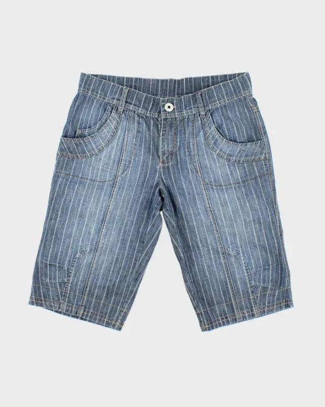 Vintage Y2K DKNY Striped Denim Shorts - W30 L13 sold by Rokit