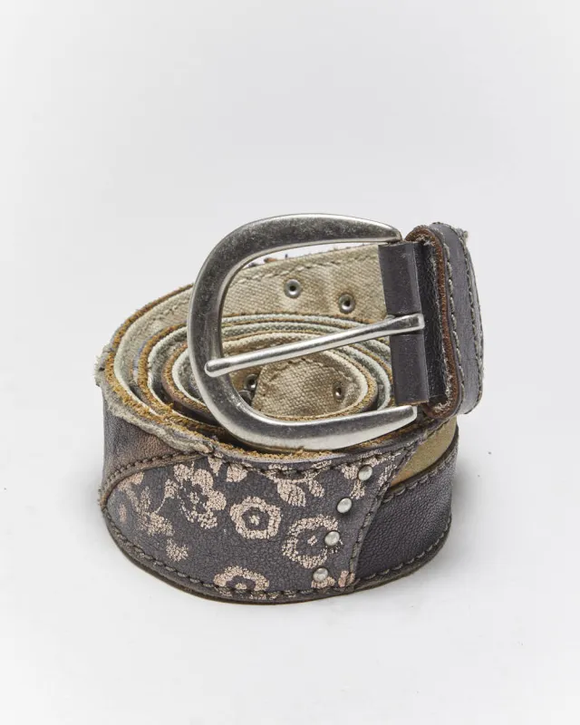 Vintage Y2k 00s Fossil Patchwork Leather Belt - W31-W35 sold by Rokit