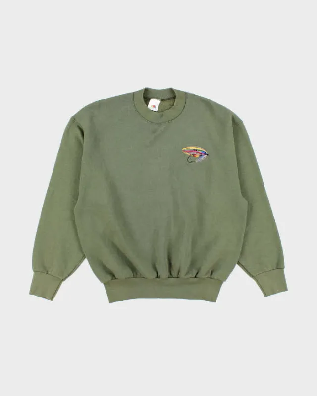 Vintage 90's Fishing Hook Embroidered Sweatshirt - L sold by Rokit