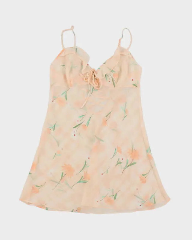 La Senza Peach Pink Floral Sheer Slip - M sold by Rokit