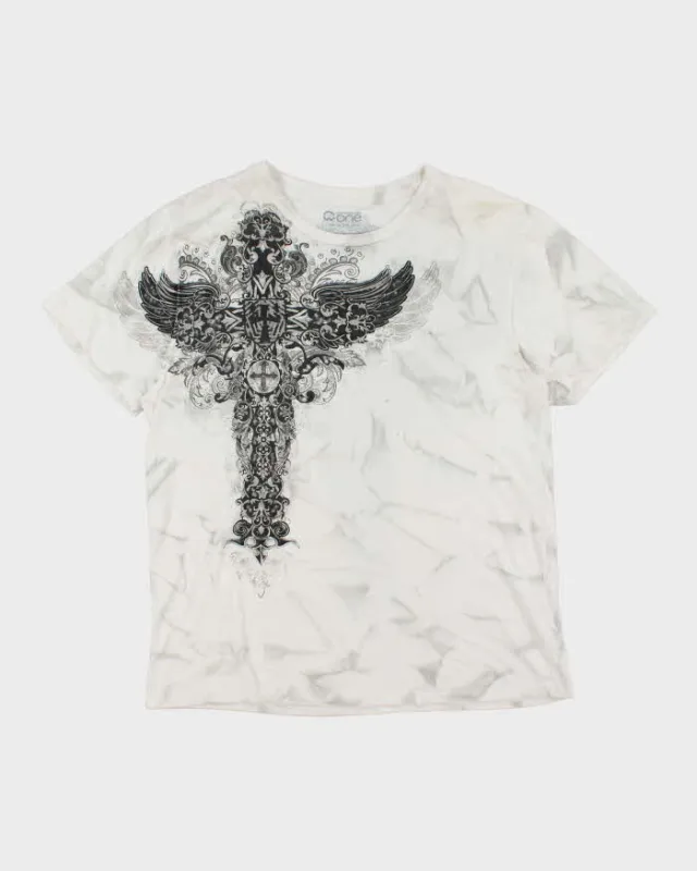 Vintage Y2K Gothic Graphic Marble Wash T-Shirt - L sold by Rokit