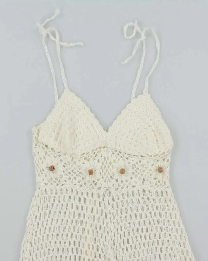White Summer Cover Up Crochet Mini Dress - S sold by Rokit product image thumbnail 3