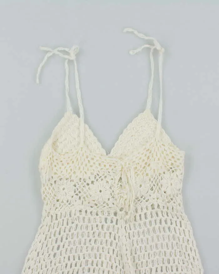 White Summer Cover Up Crochet Mini Dress - S sold by Rokit product image thumbnail 4