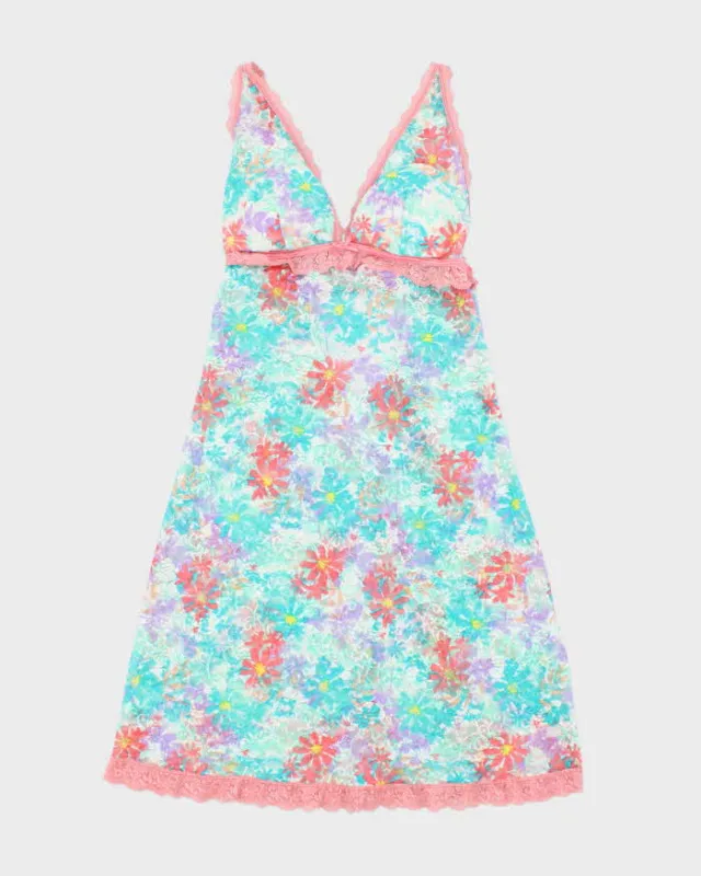 La Vie En Rose Turquiose and Pink Stretchy Slip - S sold by Rokit