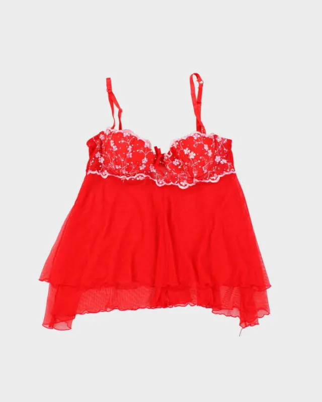 Vintage Y2k 00s Victoria's Secret Mesh Embroidered Top - S sold by Rokit
