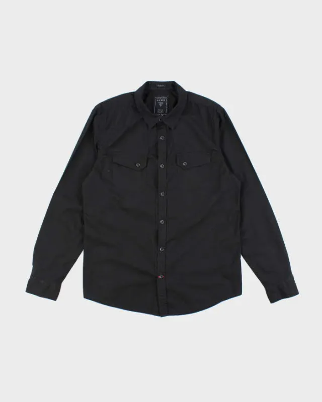 Vintage Y2K Guess Black Plain Long Sleeve Shirt - L sold by Rokit