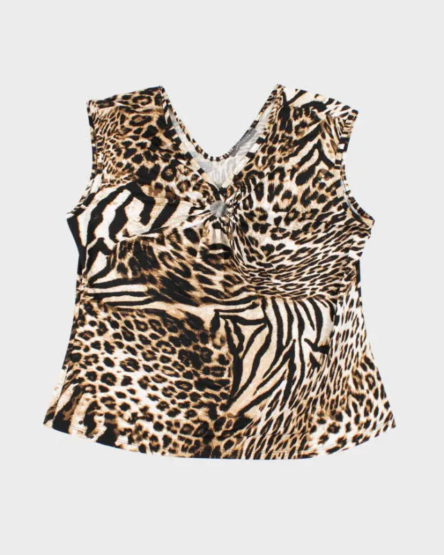 Vintage Y2k 00s Suzy O Ring Leopard Print Top - L sold by Rokit