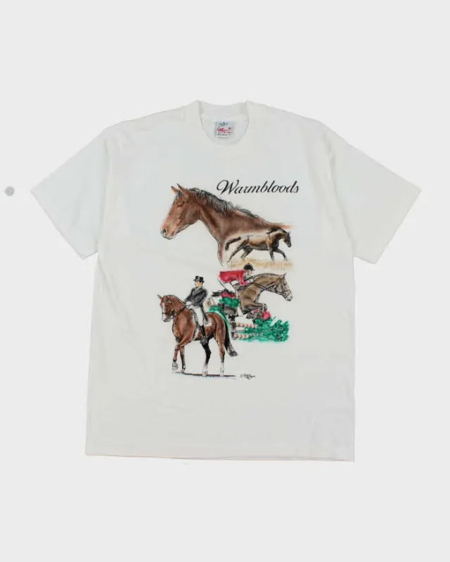 Vintage 90's Warmbloods Horse Riding Graphic T-Shirt - L sold by Rokit