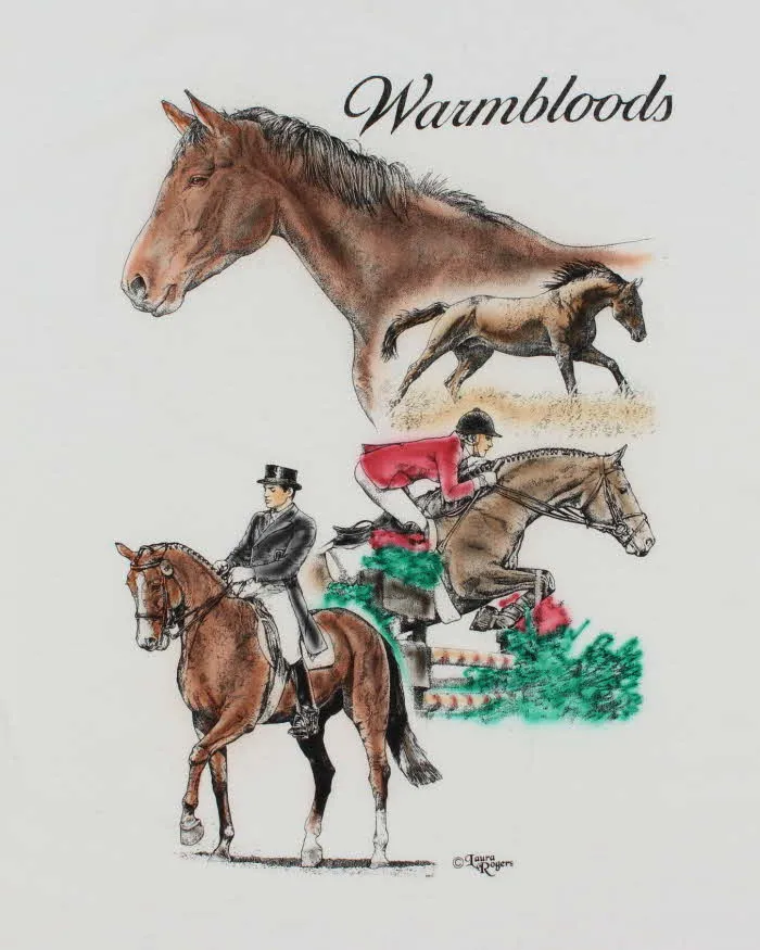 Vintage 90's Warmbloods Horse Riding Graphic T-Shirt - L sold by Rokit product image thumbnail 3