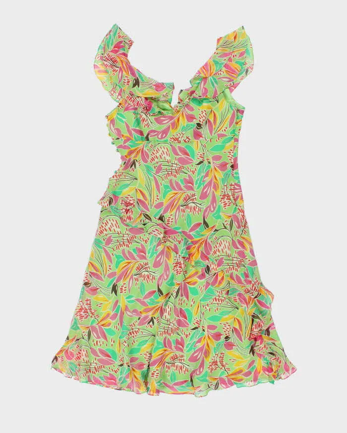 BCBG Max Azria Green Floral SIlk Midi Dress - L sold by Rokit product image thumbnail 2