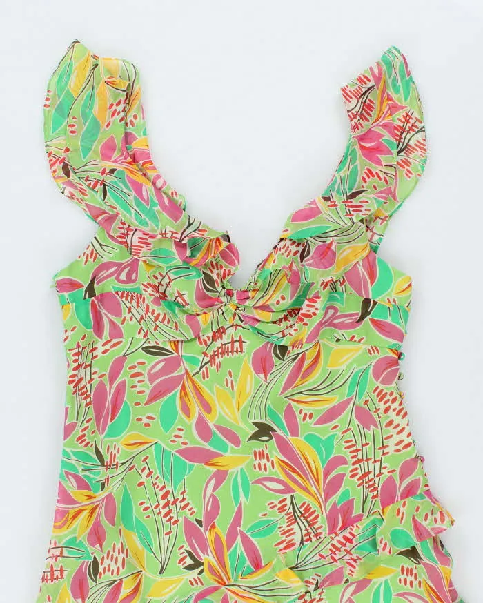 BCBG Max Azria Green Floral SIlk Midi Dress - L sold by Rokit product image thumbnail 3