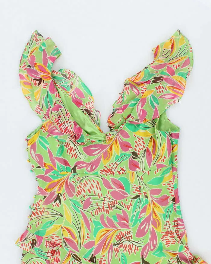 BCBG Max Azria Green Floral SIlk Midi Dress - L sold by Rokit product image thumbnail 4