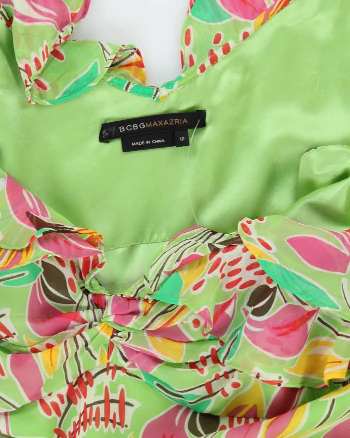 BCBG Max Azria Green Floral SIlk Midi Dress - L sold by Rokit product image thumbnail 5