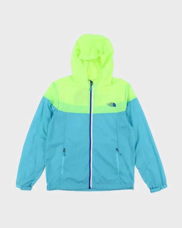 Women's The North Face Neon Yellow and Blue Hooded Windbreaker - M sold by Rokit
