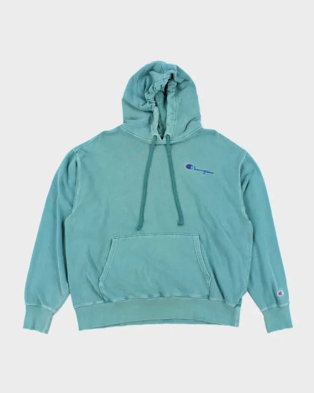 Vintage Champion Faded Green Embroidered Logo Hoodie - XL sold by Rokit