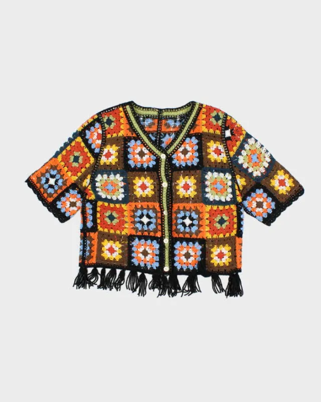 Vintage Handmade Crochet Cardigan - M sold by Rokit