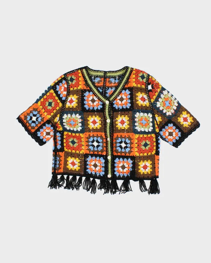 Vintage Handmade Crochet Cardigan - M sold by Rokit