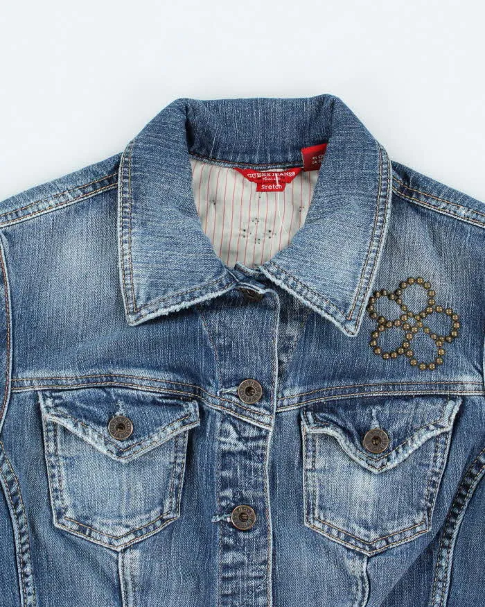 Vintage Y2K Guess Jeans Cropped Medium Wash Denim Jacket - M sold by Rokit product image thumbnail 3