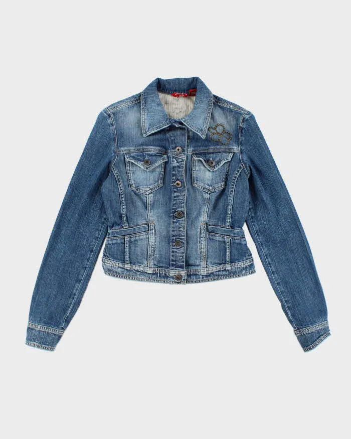 Vintage Y2K Guess Jeans Cropped Medium Wash Denim Jacket - M sold by Rokit