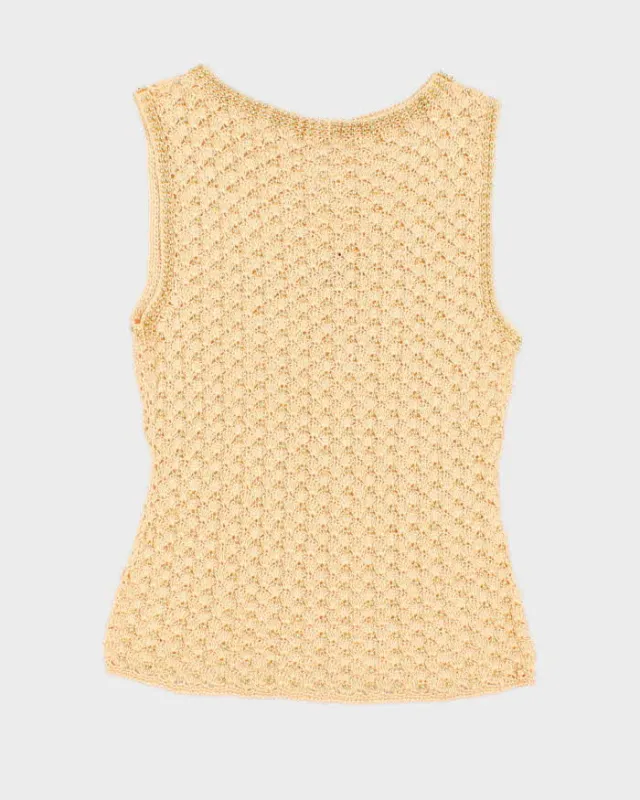 Vintage Y2k 00s Crochet Beaded Top - XS sold by Rokit