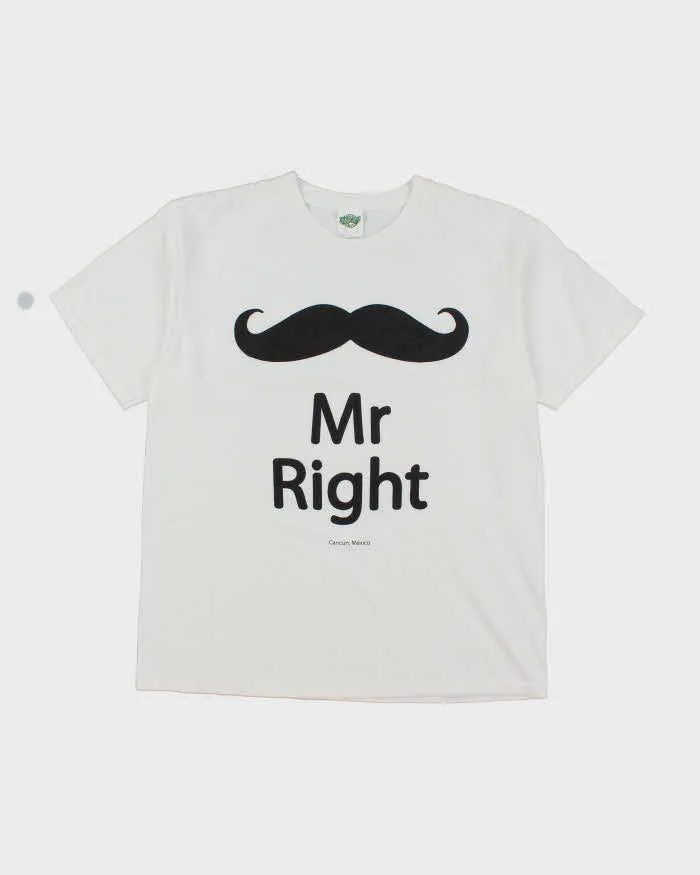 Vintage Y2K Mr Right Comedy Slogan T-Shirt - L sold by Rokit