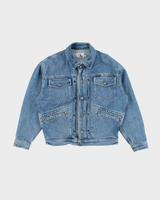 Vintage 2000's Calvin Klein Cropped Light Wash Denim Jacket - S sold by Rokit