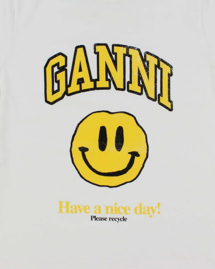 Ganni Have a Nice Day Smiley Face Graphic T-Shirt - M sold by Rokit product image thumbnail 3